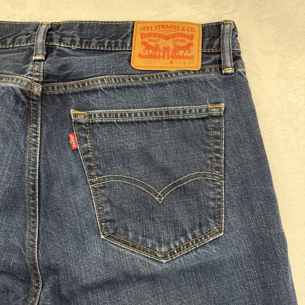 Levi's 527 Slim Bootcut Jeans Mens W34 L32 Light Blue Denim Casual Western - Picture 8 of 12
